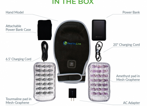 HealthyLine Portable Heated Gemstone Pad - Hand Model with Power-Bank InfraMat Pro® Portable-AT-Hand